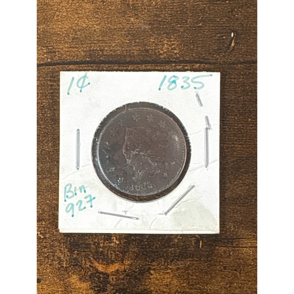 1835 US Coronet Head Matron Head Large Cent Copper One Cent Coin Bin 927